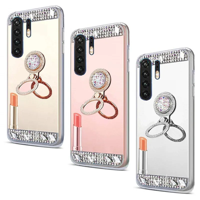 

For Huawei P30 Pro Phone Case Mirror view Cover Ring Armor For Huawei Mate 20 pro P30 lite Y5 Y6 2017 Y9 2018 Y7 Prime 2019