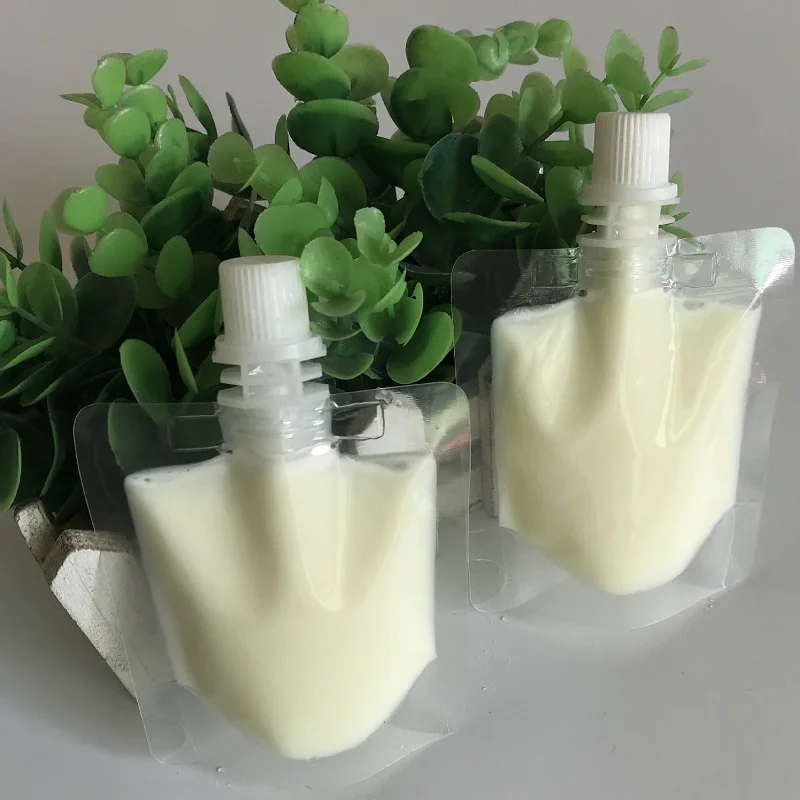 

50ml Clear Plastic Liquid Packing Bag Stand Up Doypack Bag with Cap Drink Storage Pouch W9280