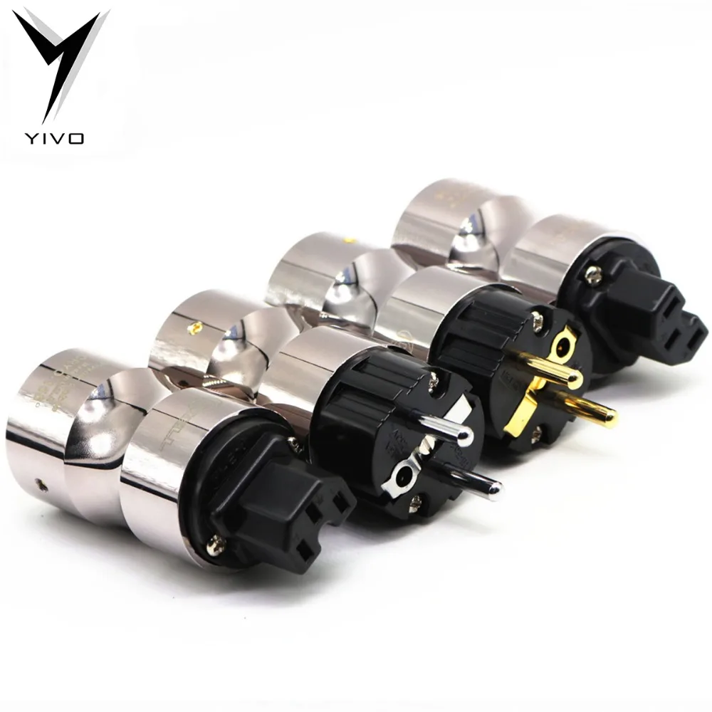 

Hi-end European Schuko plug Rhodium gold plated power plug DIY AC Power Electrical 15A Male female 20mm connector IEC US EU Plug