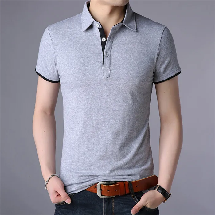 ARCSINX, черные мужские рубашки поло, большой размер, 5XL, летние мужские поло с коротким рукавом, брендовая одежда, повседневная хлопковая рубашка поло, мужские Поло, 4XL - Цвет: Серый