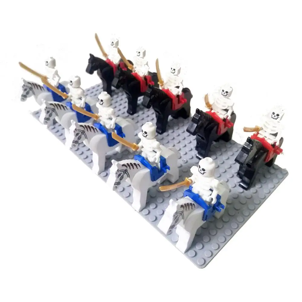 20 шт кавалерист средневекового возраста замок Рыцари Лев Драгунский Slive Hawk строительный блок Римский Воин кавалерия фигурка рыцаря - Цвет: Cavalry Skeleton