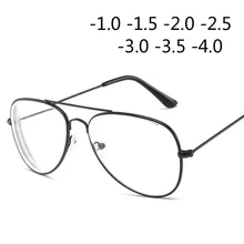 Ретро металлическая оправа кошачий глаз близорукость очки для женщин и мужчин-1,0-1,5-2,0-2,5-3,0-3,5-4,0
