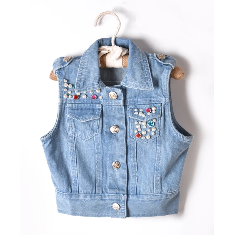 Fashion Kids Jeans Vests & Waistcoats Girls denim Sleeveless Vest ...