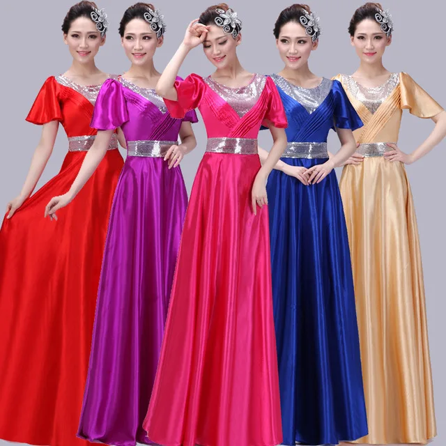 

New Adult Chorus Performance Costume Long Recitation Chorus Ensemble Welcome Ceremony Stage Performance Dress Women