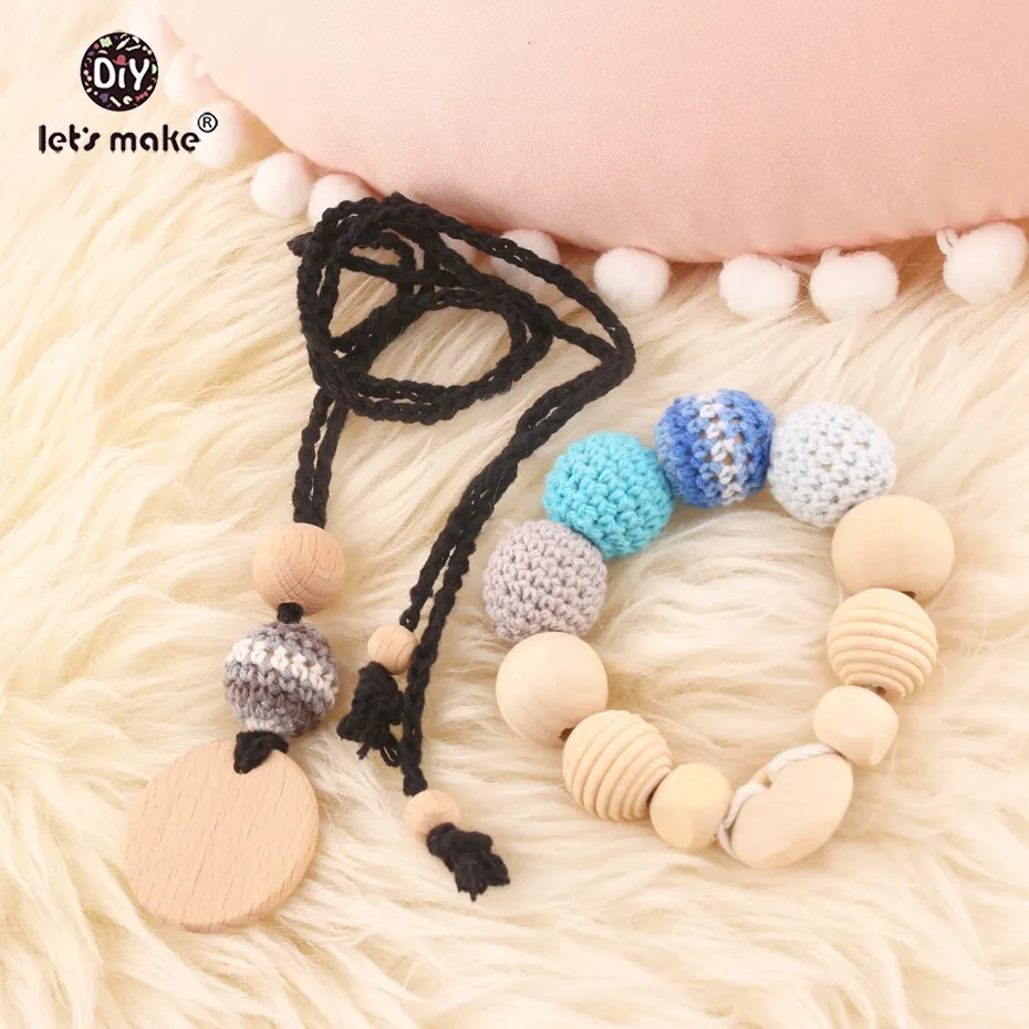 Let-s-make-Teething-Necklace-Bracelets-Set-2pc-1set-Handmade-Baby-Jewelry-Can-Chew-Corchet-Beads (3)