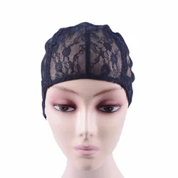5 Pcs/Lot Double Lace Wig Caps For Making Wigs And Hair Weaving Stretch Adjustable Wig Cap Hot Black Dome Cap For Wig Hair Net
