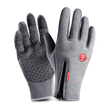 

Outdoor Riding Waterproof Gloves Winter Men's Touch Screen Windshield Women's Zipper Sports Warm And Furry Mountaineering Skiing