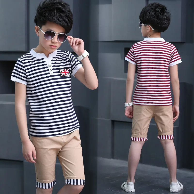 Binhbet أزياء الأطفال رياضية للأولاد T-القرف + السراويل القطن 2 قطعة الفتيان ملابس رياضية الصيف عارضة أطفال مراهقون طفل الملابس