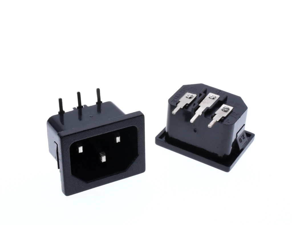 10 шт. AC 250V 10A IEC 60320 C14 Мужская вилка правый угол 3 шпильки PCB Панель Мощность входной
