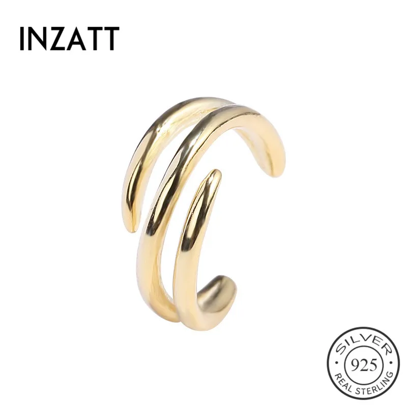 

INZATT Real 925 Sterling Silver Classic Minimalist Geometric Clip Earrings For Women Party Irregular Lines Fine Jewelry 1Piece