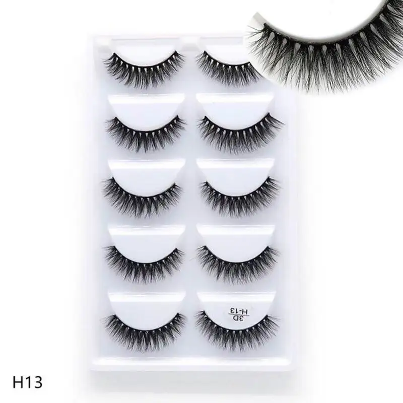 NEW 1/3/5 pairs Fake Mink Eyelashes 3D Natural False Eyelashes 3d Mink Lashes Soft Eyelash Extension Makeup Kit Cilios - Цвет: 13