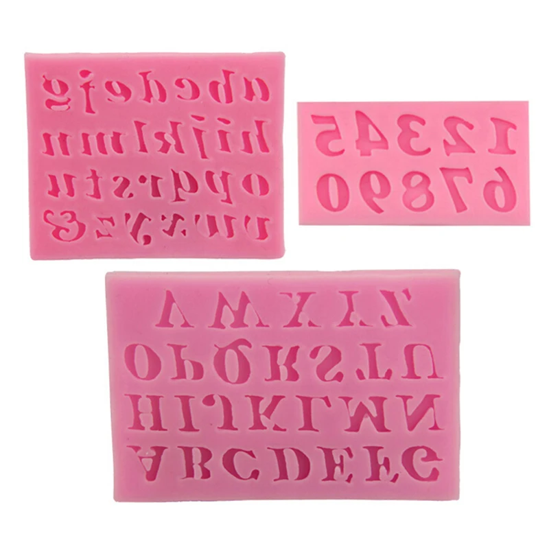 3Pcs 3D Alphabet Numbers Silicone Mold Cakeware Liquid Baking Tools For Cakes Fondant Soft Decorating Tools