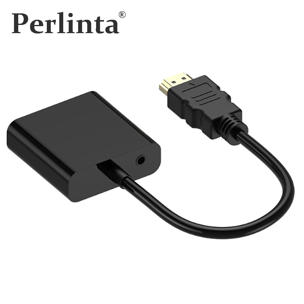 

Perlinta HDMI TO VGA With Audio Cable Adapter,Gold Plated High-Speed 1080P Male to Female Converter For PC Laptop
