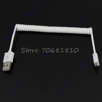 

New A To B Micro Sync Data Charger Adapter Cable White Spiral Coiled USB Type Drop Shipping