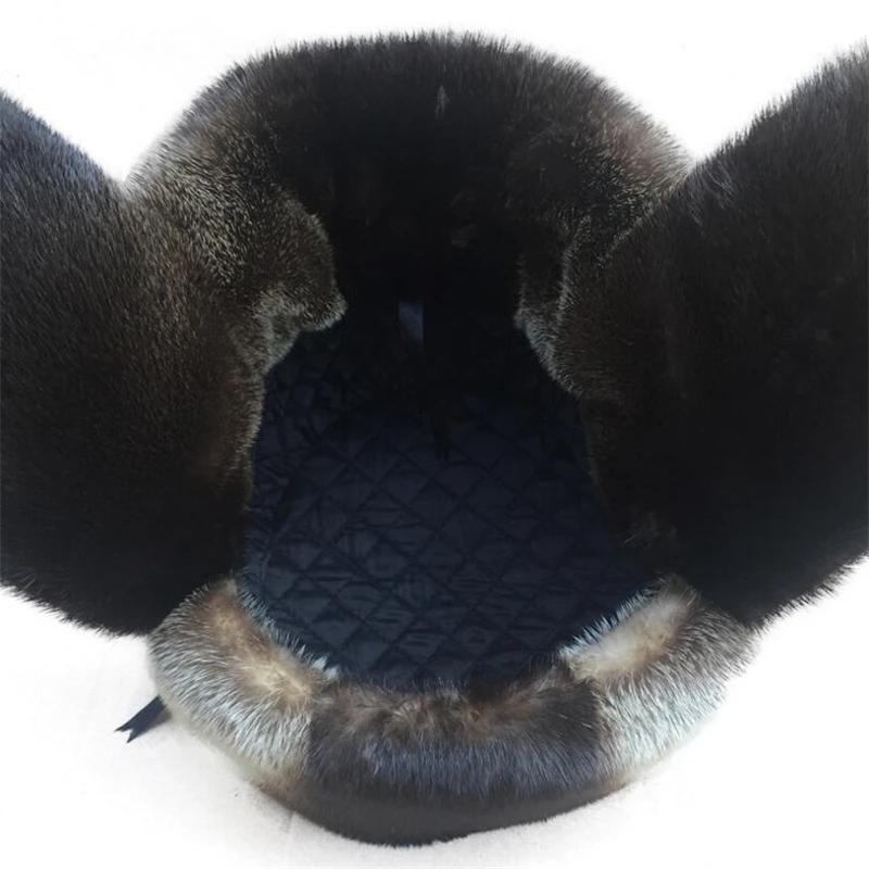 mens aviator hat fur IANLAN Fashion Mens Import Full-pelt Otter Fur Bomber Hats Solid Russian Style Winter Windproof Lutra Fur Earmuffs Hats IL00246 men's bomber hat rabbit fur