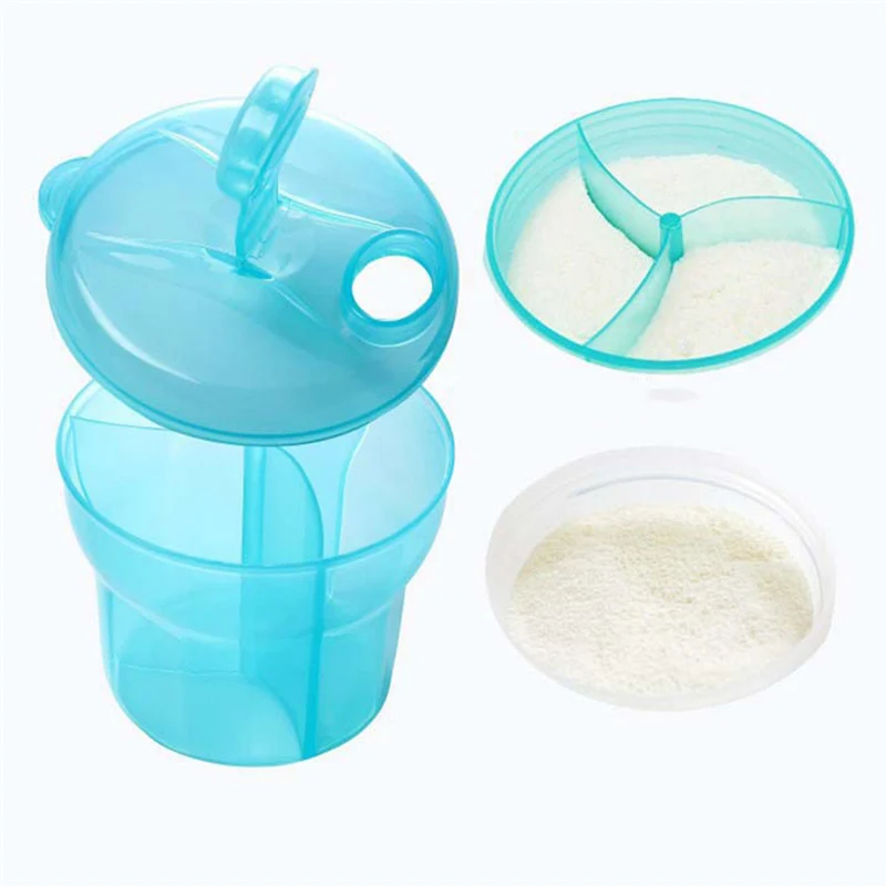 

1Pc 3 Grid Rotary Safety Milk Storage Box Container Multi-function Portable Leak-proof Milk Powder Tank Baby Food Storage