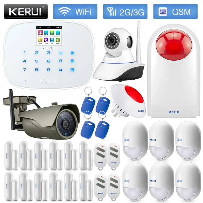 KERUI W193 3g WCDMA GSM 2,4G wifi PSTN Беспроводная умная охранная сигнализация для дома с внутренней наружной ip-камерой - Цвет: White WiFI Alarm