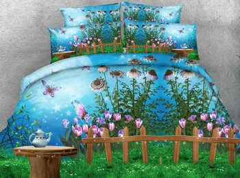 

JF-063 Fairy Garden kids Night Tea Party 3D HD Digital Print quilt cover set twin full queen king size available