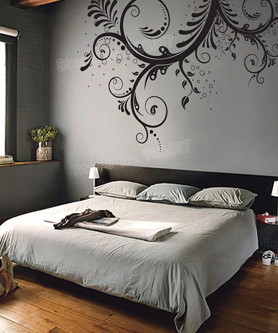 

Flower Floral Swirl Wall Art Stickers Living Room Removable House Wall Glass Ornament Decals Vinyl Wall Decal Bathroom ZB507