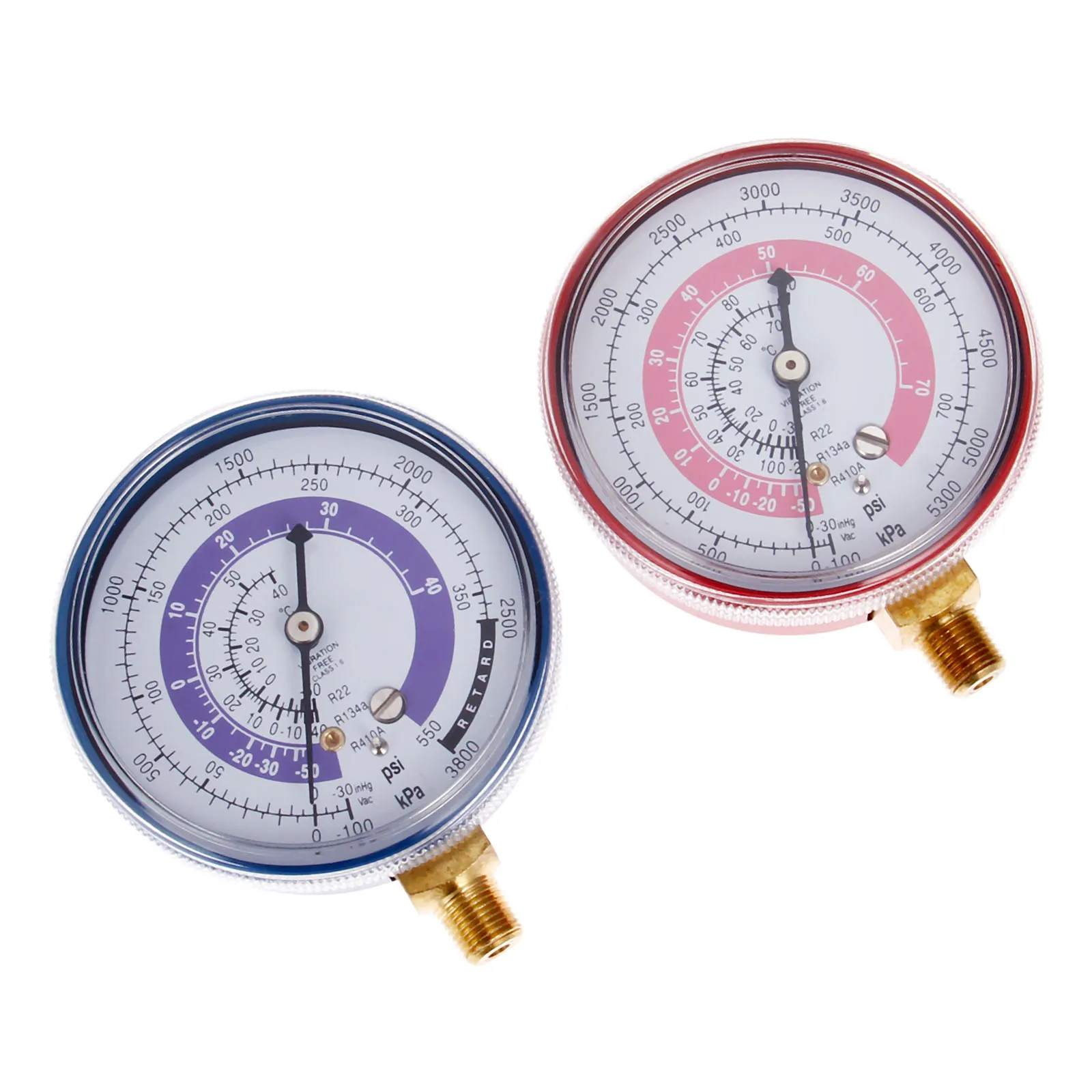 

Yetaha 2Pcs R22 R12 R134a R410 High & Low Refrigerant Pressure Gauge 1/8'' NPT Air Conditioner Pressure Gauge