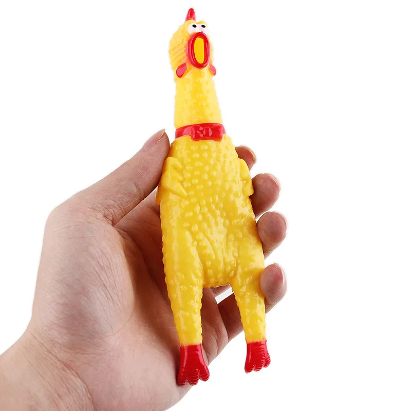 Cute Pet Dog Toys Screaming Chicken Squeeze Sound Toy Yellow Rubber