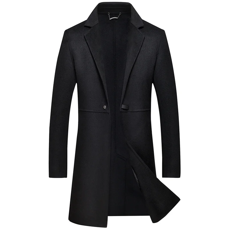 2018 Winter 100% Double Sided Wool Cashmere Overcoat Jacket Coat Men Business Casual Single Button Long Coats men's coat M-XXXL
