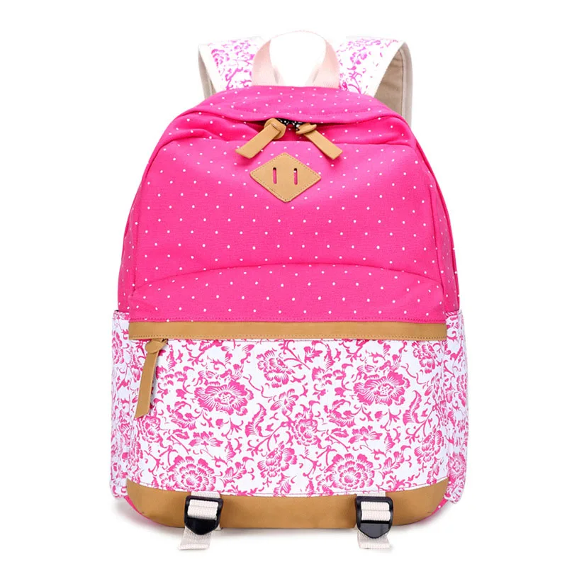 3 шт./компл. цветок холст детские школьные рюкзаки для девочек Детский рюкзак для школы книга Сумка детский школьный рюкзак для девочек подростков - Цвет: rose red