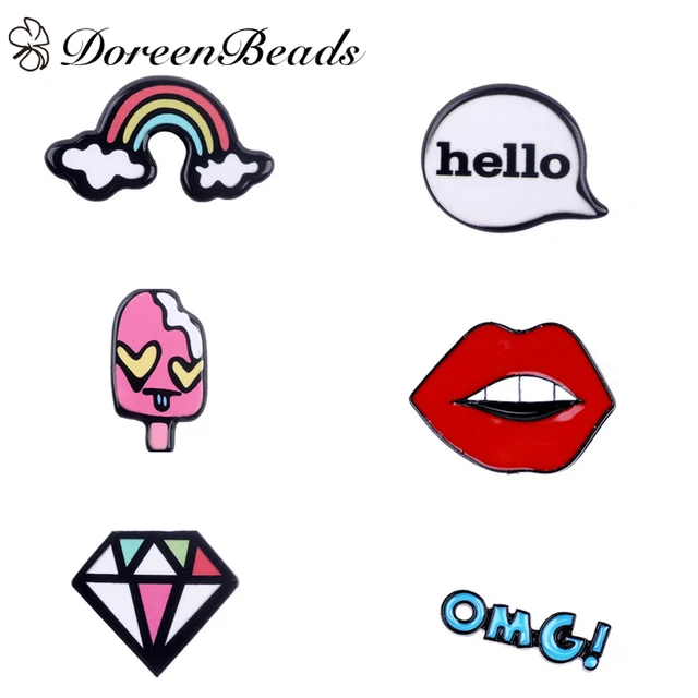 DoreenBeads 1 PC Dos Desenhos Animados do Kawaii Emblemas cones Mochila Pin Broches Roupas Sacos de