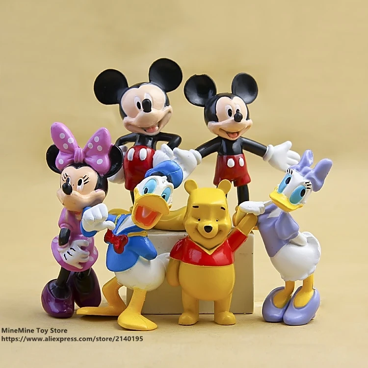 

DISNEY Mickey Mouse Minnie Donald Duck 6pcs/set 8cm Action Figure Posture Anime Decoration Collection Figurine Toy model gift