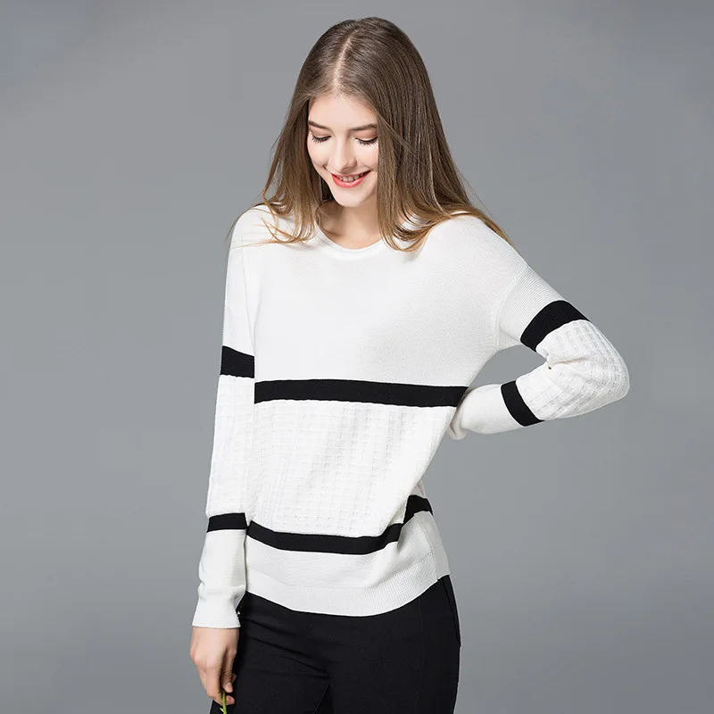 

white striped sweater women knitted sweaters woman oversized long fashion 2019 spring autumn plus large size Pullover thin sexy