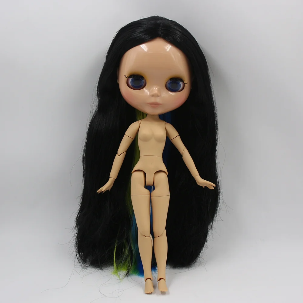 Кукла Blyth ICY DBS с блестящим лицом красивым черным смешанным цветом прямые волосы