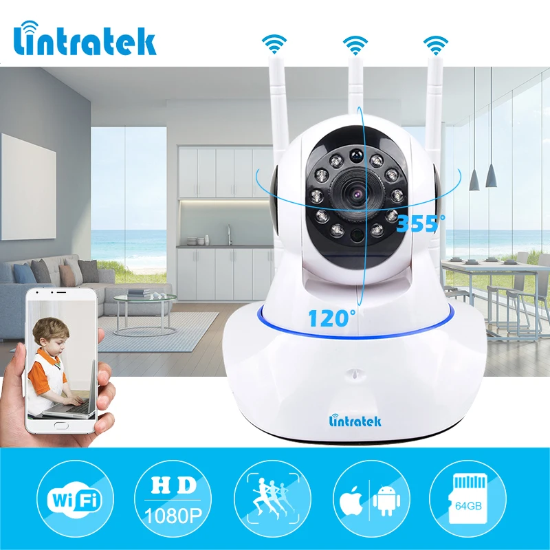 lintratek Mini CCTV WiFi Surveillance Camera IP 1080P Home Security Camera Wi Fi Two Way Audio