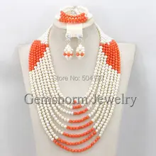 Фантастический пресноводный жемчуг свадебное ожерелье набор ручной работы слоями жемчуга/коралловых бусин Свадебный комплект ювелирных изделий FP079