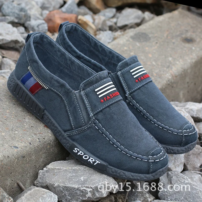 Canvas Men Casual Shoes Black Blue Grey Solid Breathable Lace Up Sneakers Men Spring Summer Autumn Men Shoes