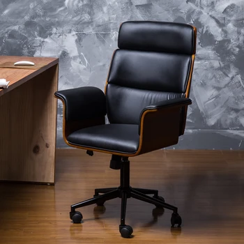 

Mid Century Leather Big&Tall Executive Office Chair With Wheel Racing Ergonomic Leather Recliner Office Computer Chair Furniture