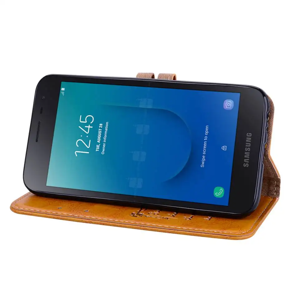 Чехол книжка с бумажником для Samsung Galaxy J2 Core кожаный чехол телефона J260F J260 J 2 SM