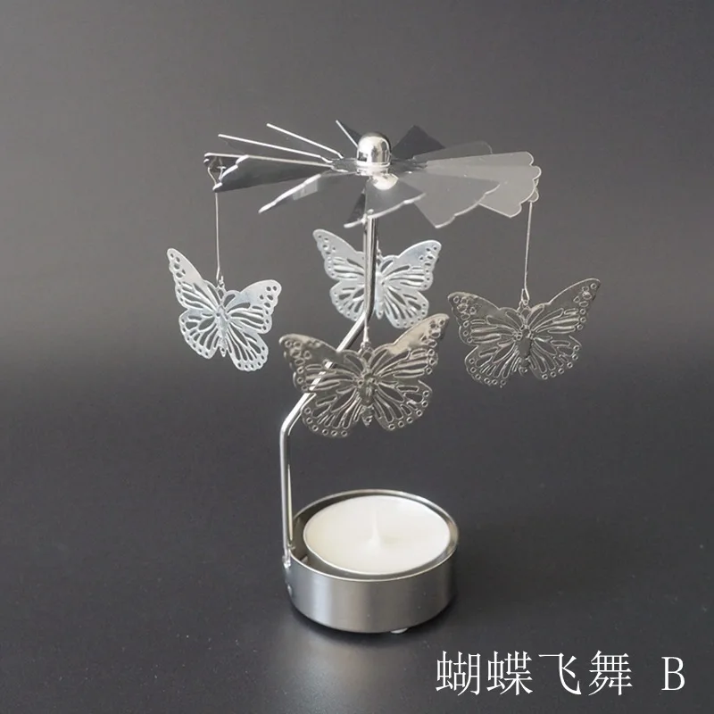 Candlesticks Rotating Romantic Rotation Spinning Carrousel Tea Light Candle Holder Christmas Home Party Wedding Lighting Angel