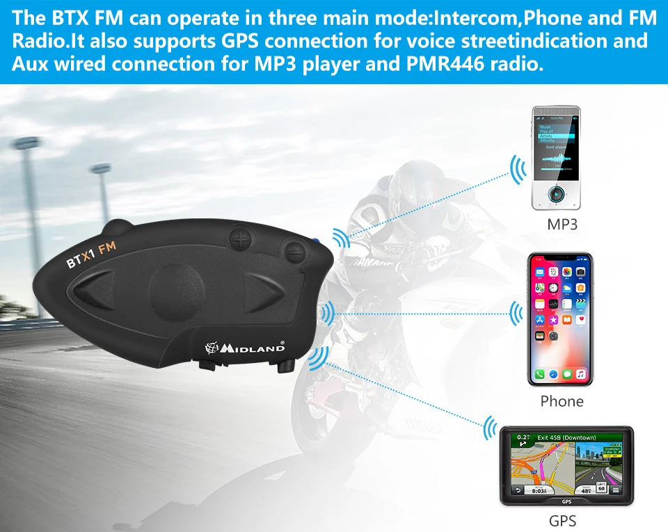 MIDLAND BTX1 FM moto rcycle Шлем Интерком Водонепроницаемый BT interphone intercomunicador moto беспроводной шлем bluetooth гарнитура