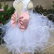 Белые/цвета слоновой кости кружевные платья для первого причастия для девочек, держащих букет невесты на свадьбе с бисером и кристаллами, красивые фатиновые Бальные платья с открытой спиной для свадьбы