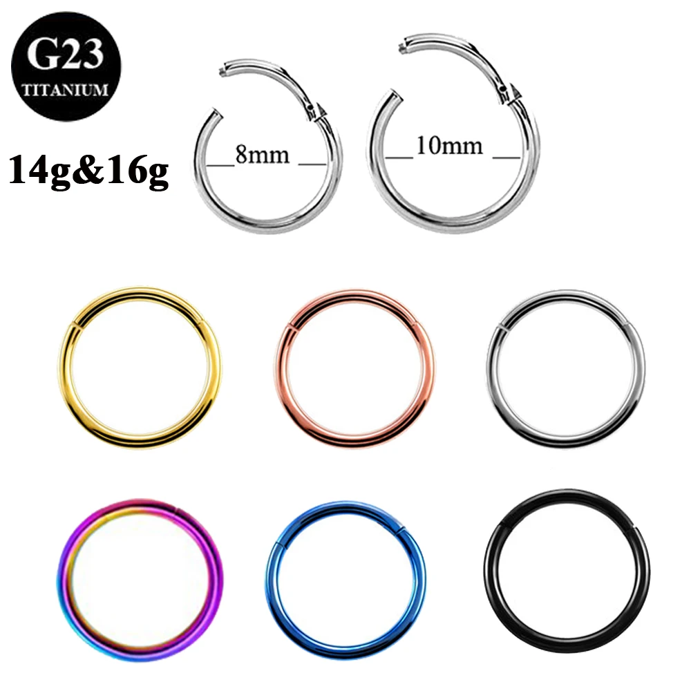 Nose Stud 1Pc G23 Titanium Hinged Segment Nose Ring 16G&14G Unisex,Silver,1.2X6Mm