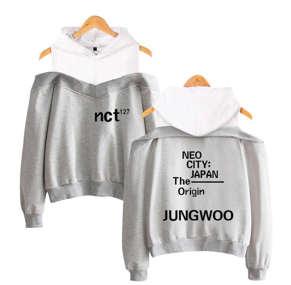 NCT 127 بارد شعار الحصري خارج الكتف هوديس البلوز 2019 جديد عارضة الأزياء عارضة الورك حار أبلى هوديس البلوز