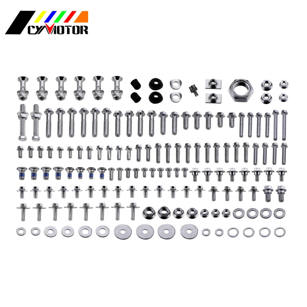 Мотоцикл Сталь 154 шт. полный фиксированным Комплект крепежа болт набор для Kawasaki KX KXF 125 250 450 2003 2004 2005