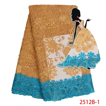 

French Lace Fabrics 2019 African Tulle Lace Fabric With Stones High Quality Appliqued Lace Fabric For Wedding Dresses AMY2512B-1