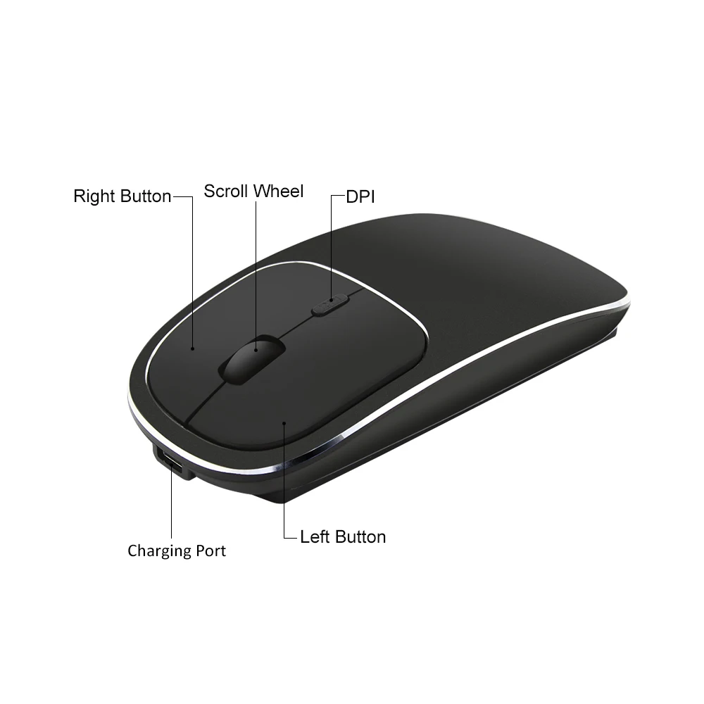 CHUYI 2.4G Wireless Rechargeable Mouse Silent Ultra-thin Mouse With Type-c Mute Portable Computer Gaming Mause For Laptop