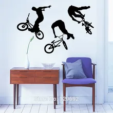 Art Home Decor Mural Jump Bike Cyclist BMX Freestyle Jumping Wall Decal Extreme Sports Wall Sticker Boys Room Vinyl