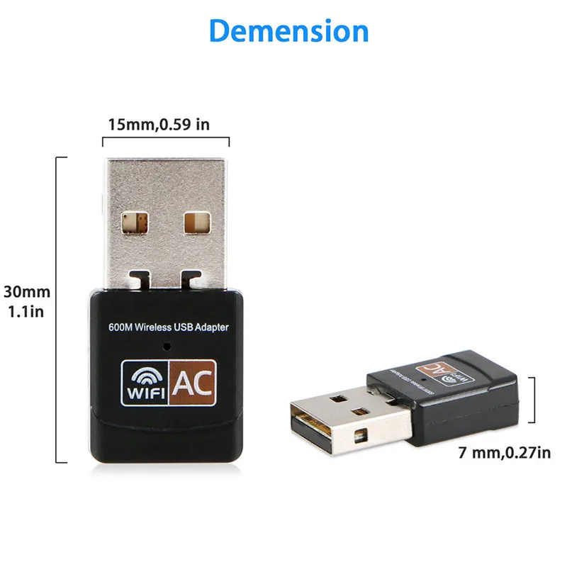 Wireless USB WiFi Adapter 600 Mbps Wi-Fi Adapter 2.4G 5G Dual Band Ethernet PC USB WiFi Adapter Lan Dongle Antenna Receiver