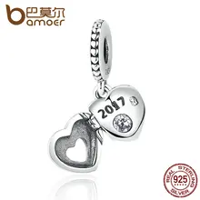 Regalo bamoer 2017 real 925 plata esterlina corazón colgante charm charms fit mujeres pulseras beads & jewelry making pas383