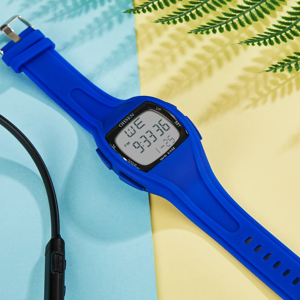 Новинка OHSEN модные цифровые женские наручные часы с ЖК дисплеем reloj mujer синие