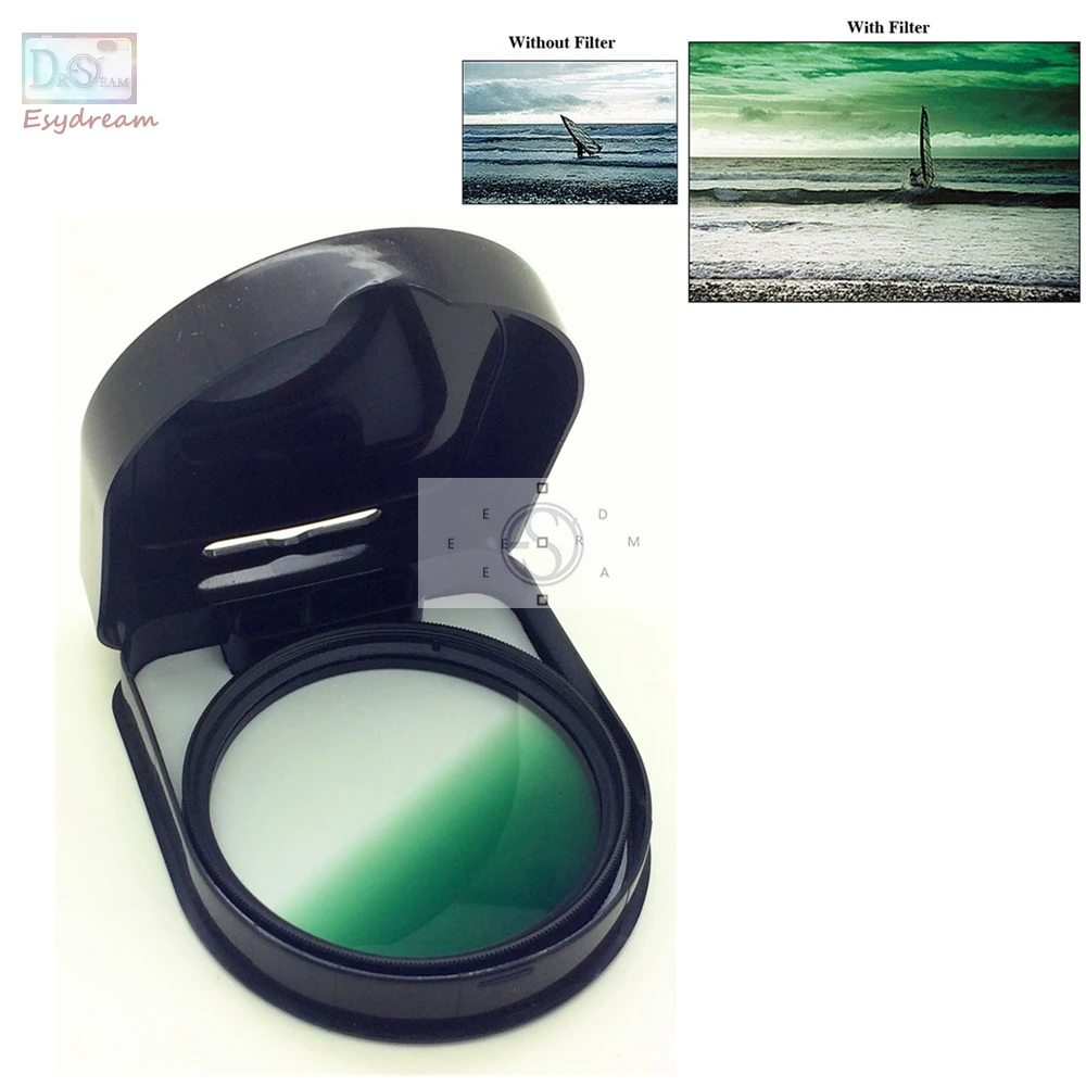Gradient Green Color Lens Filter for Canon Nikon Camera Lenses Gradual Graduated 37 40.5 46 49