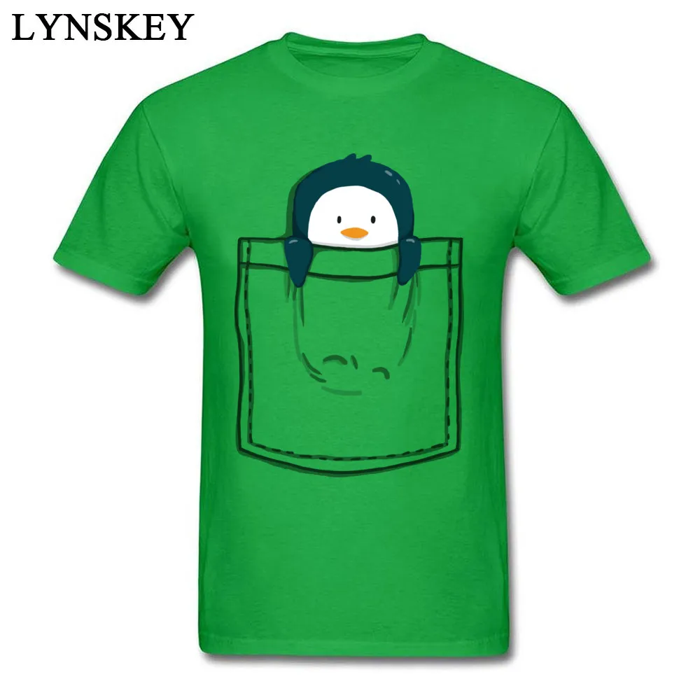 Faddish Male T-shirts O Neck Summer/Fall Short Sleeve Cotton Fabric Tops Tees Pocket Penguin Simple Style Sweatshirts Pocket Penguin green